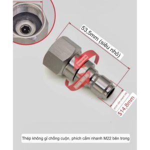 Khớp nối nhanh 3/8 INOX chống xoắn dây Lỗ 15mm